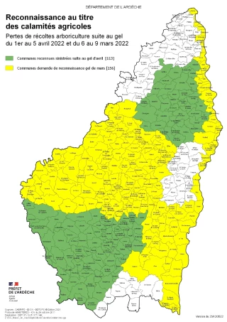 Les gels de printemps reconnus comme calamités en Ardèche