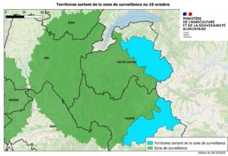 Levée de la zone de surveillance pour 63 communes